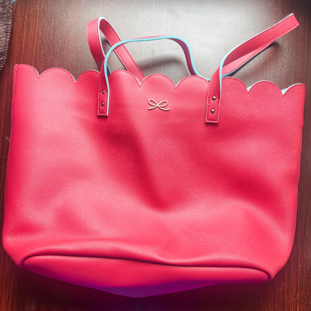 Red Scalloped Tote Bag